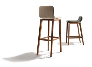 ark bar chair with wooden legs in leather or fabric