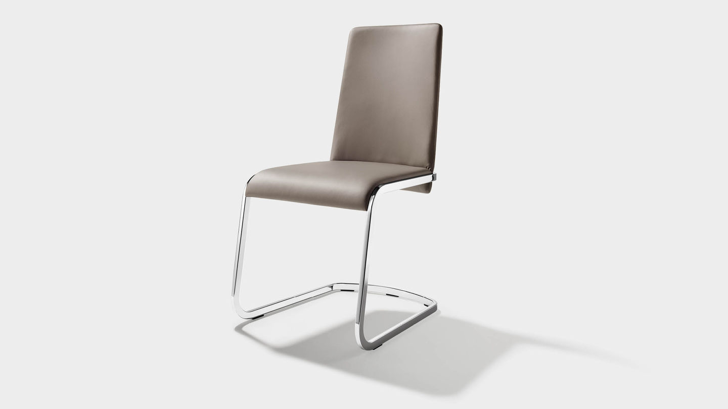 Chaise cantilever f1 en cuir gris