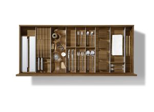 Accessori interni per cassetti cucina in legno massello di noce