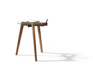 hi! side table in walnut with glass top