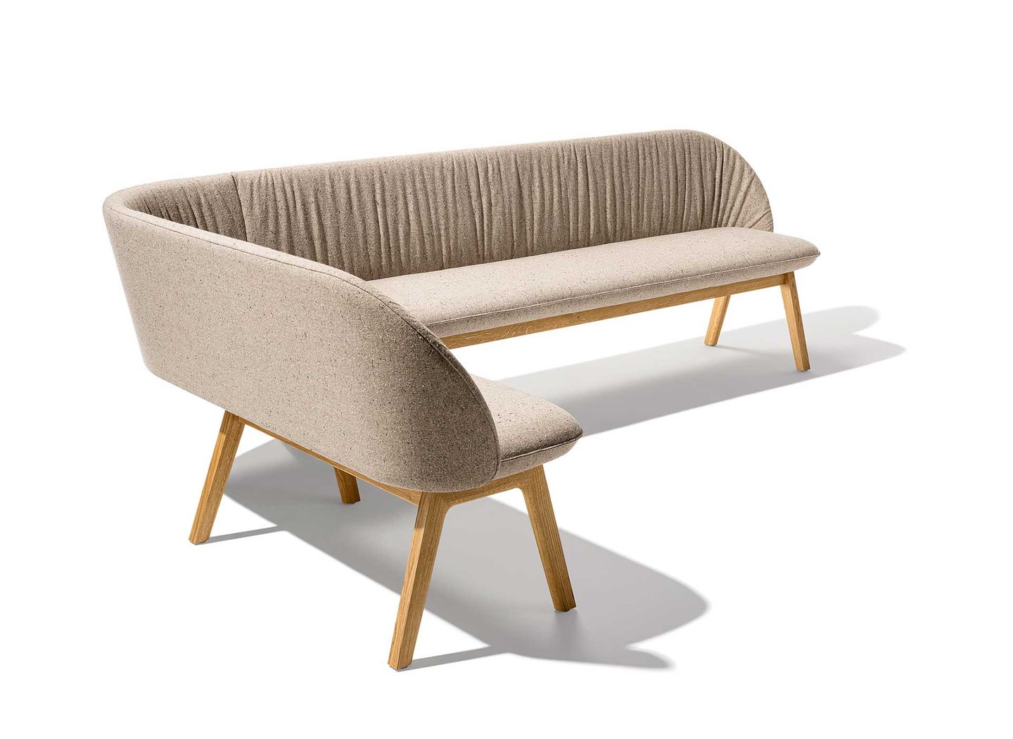 flor corner bench in oak with Ripley fabric by TEAM 7