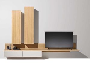cubus wall unit in oak white oil with wall mounting