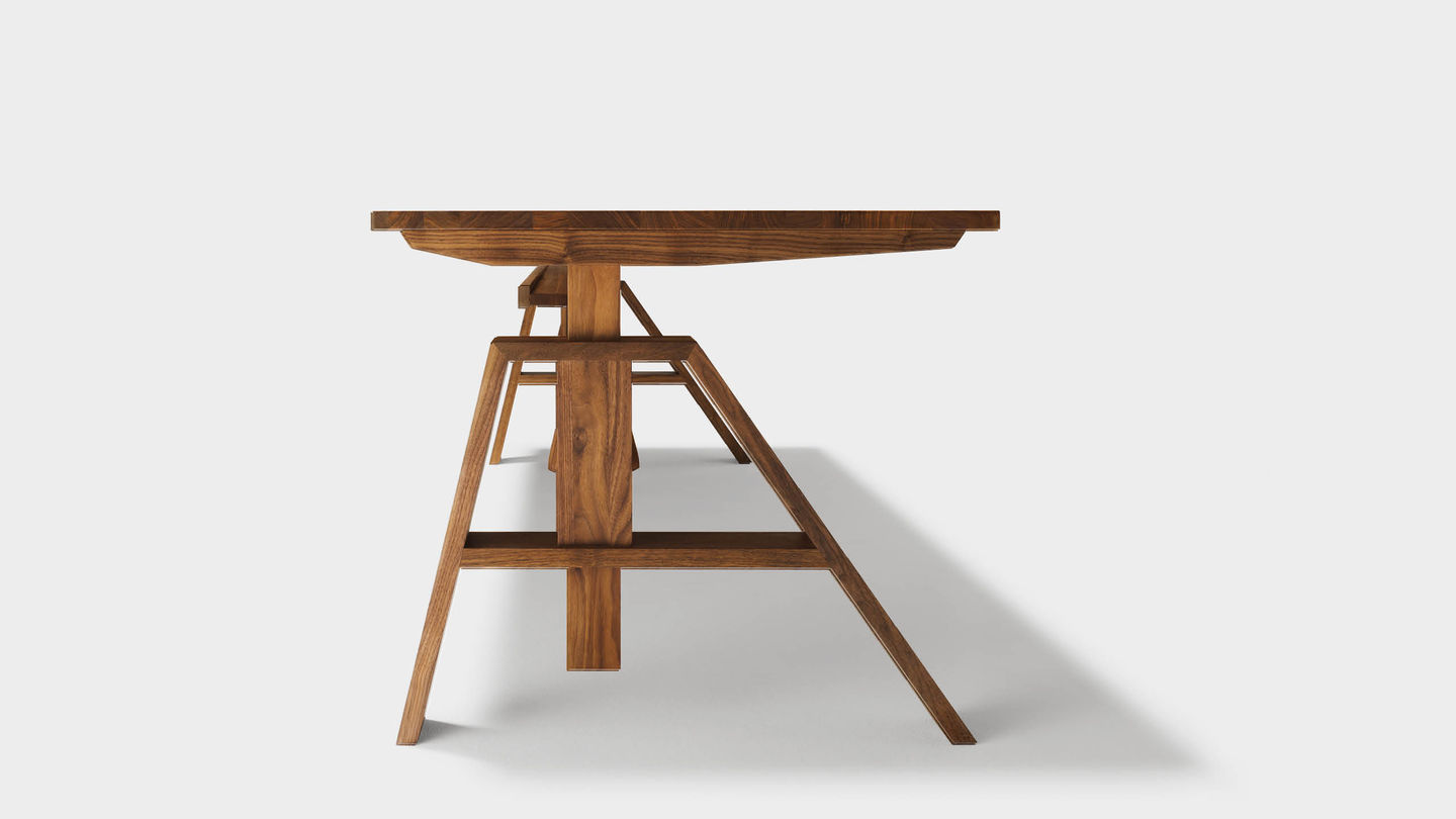 Höhenverstellbarer Schreibtisch atelier aus Naturholz