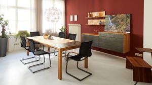 magnum table and chairs with filigno sideboard in oak.