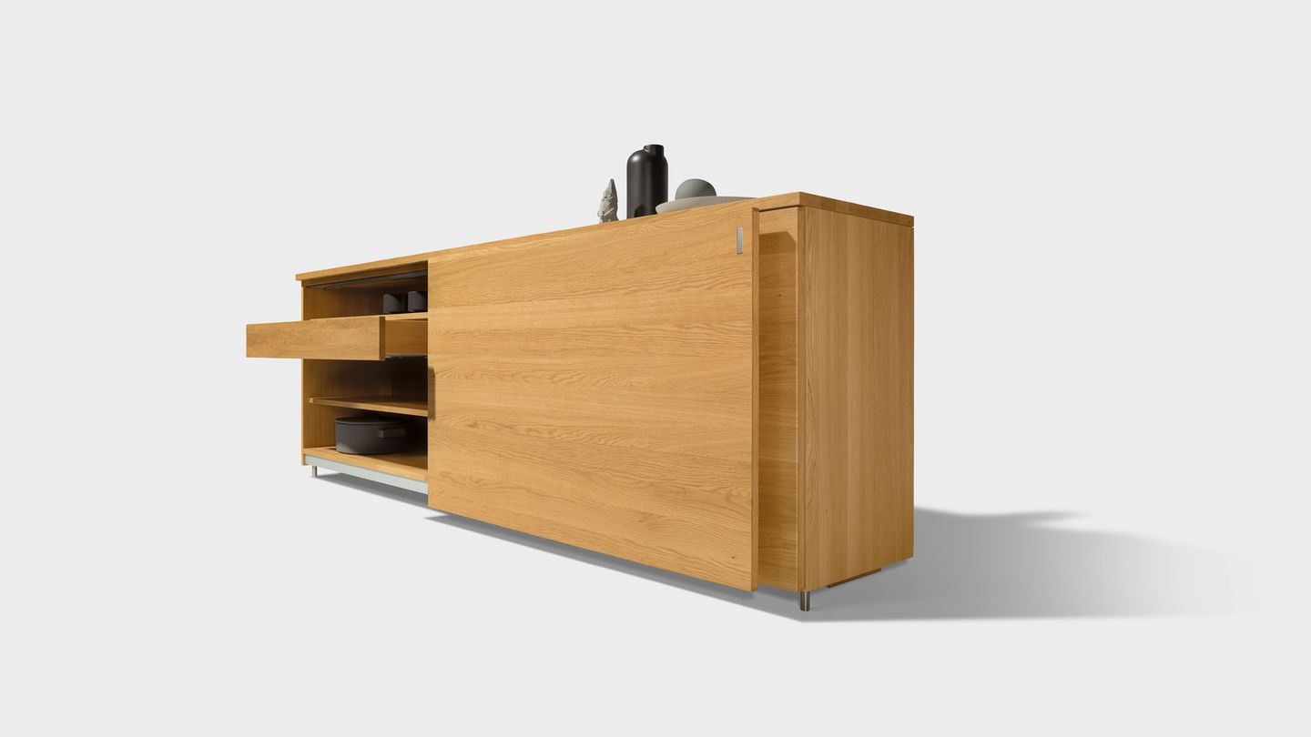 cubus sideboard made of solid wood in oak, open