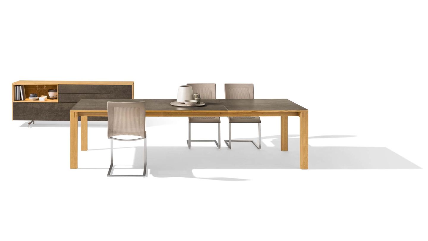 magnum extendable table made from wood, with ceramic surface, by TEAM 7