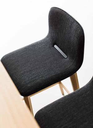 ark bar stool in fabric with piping strip in leather