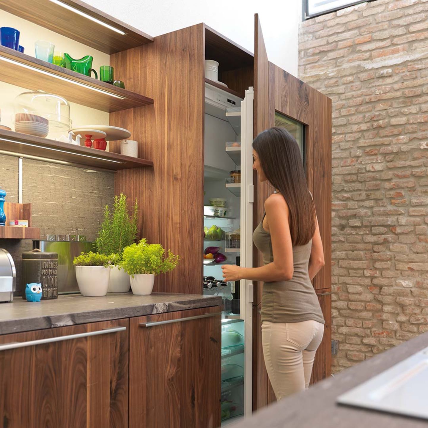 loft solid wood kitchen with generous storage space 