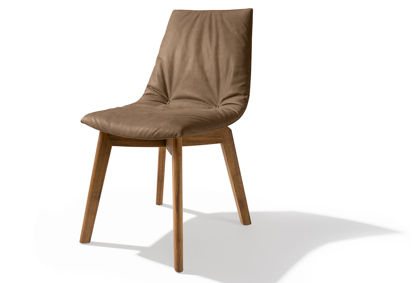 lui chair with walnut legs and leather tartuf