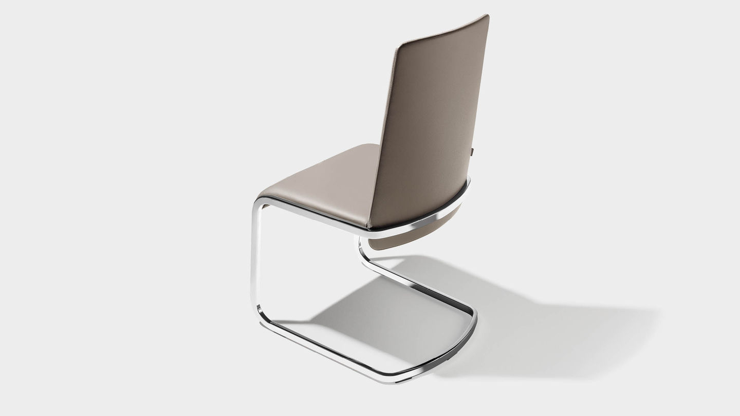 f1 cantilever chair with glossy stainless steel base