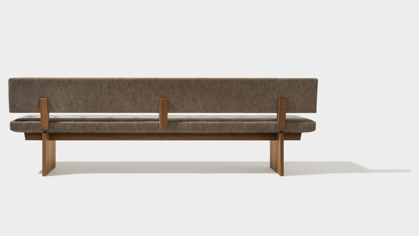 yps bench in fabric made of walnut solid wood by TEAM 7