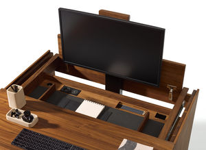 detailed view: filigno writing desk with monitor lift in walnut by TEAM 7