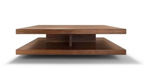 Tavolino basso c3 in legno naturale con rotelle