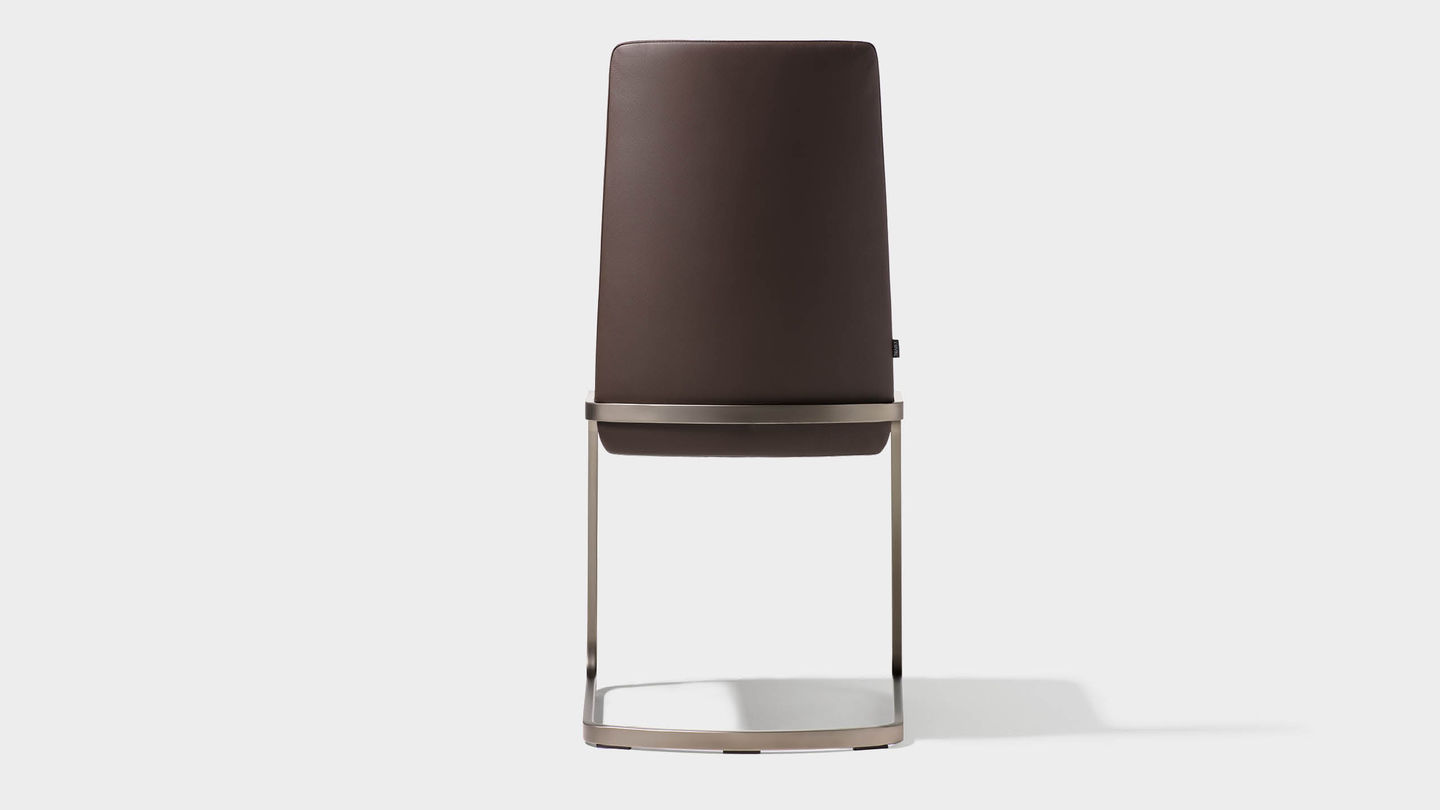 f1 cantilever chair in dark brown leather back view