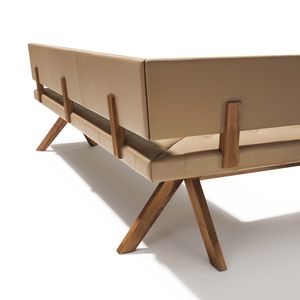 yps corner bench made of solid wood by from the back