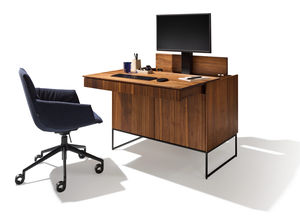 filigno writing desk in walnut with lui léger office swivel chair by TEAM 7