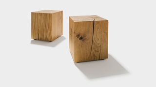 Designer side table oak blocks