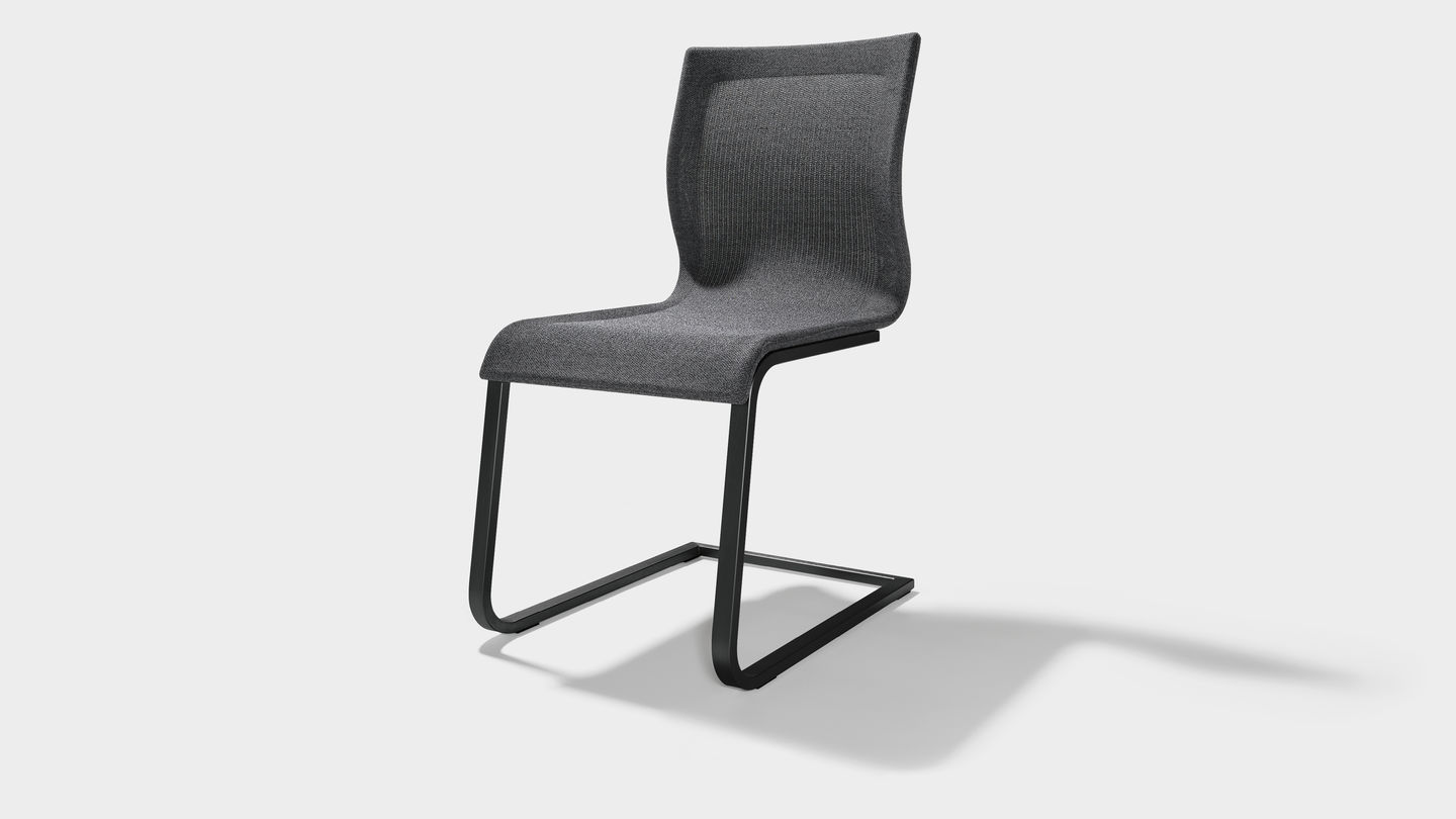 Esszimmer Stuhl magnum Stricktex mit Gestell schwarz matt